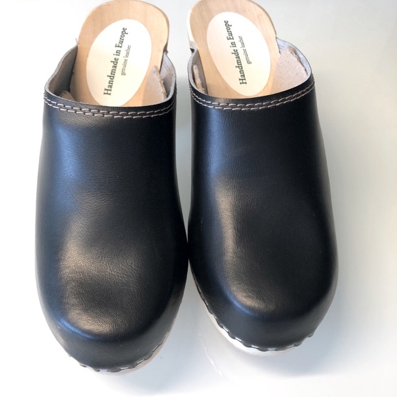 Shoes - Hand Made Clog in Black Leather size 37